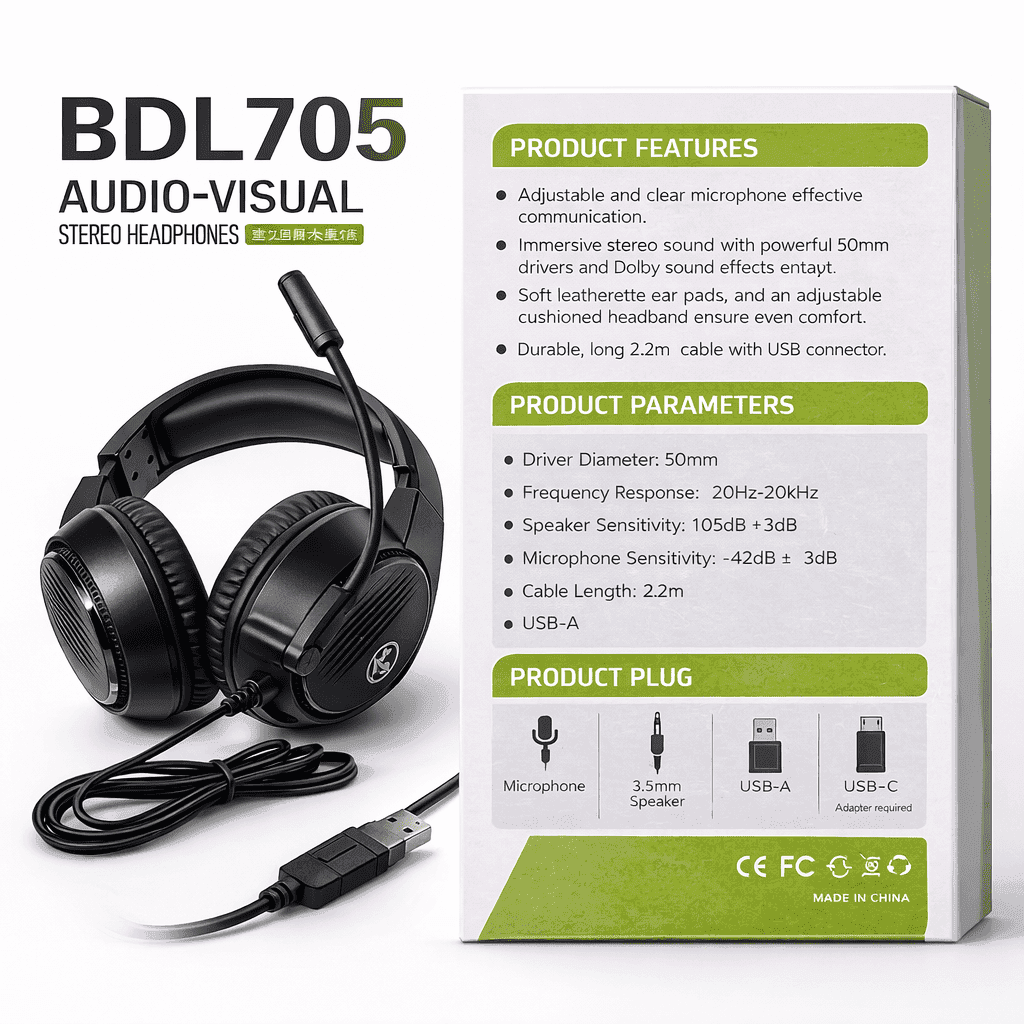 BDL705 USB Wired Stereo Headset