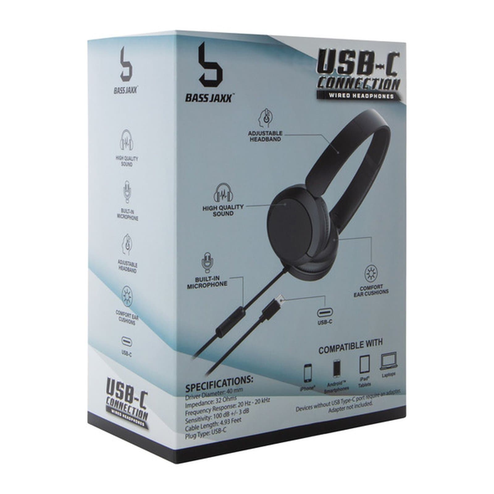 Bassjaxx Type-C Wired Headphones with Mic