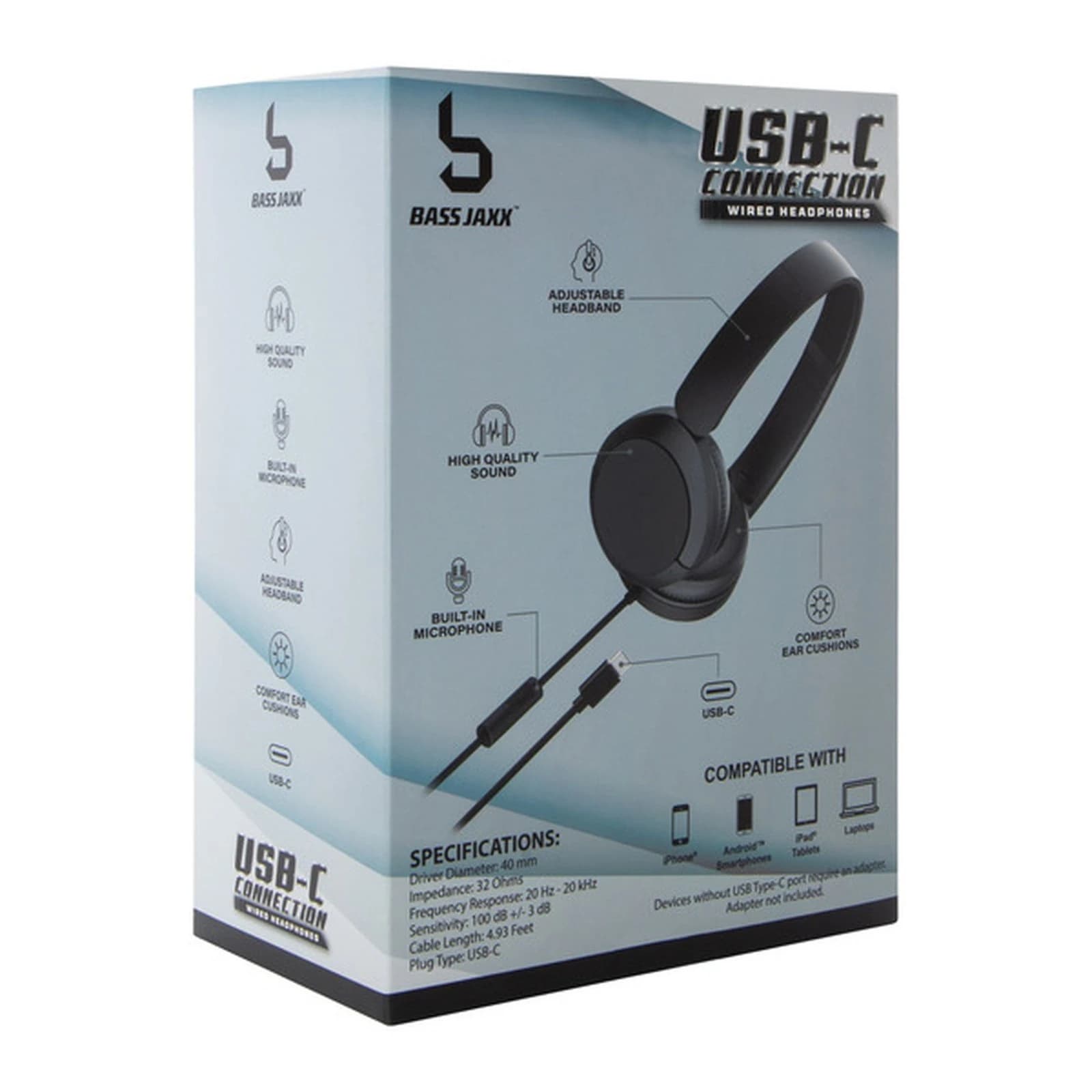 Bassjaxx Type-C Wired Headphones with Mic