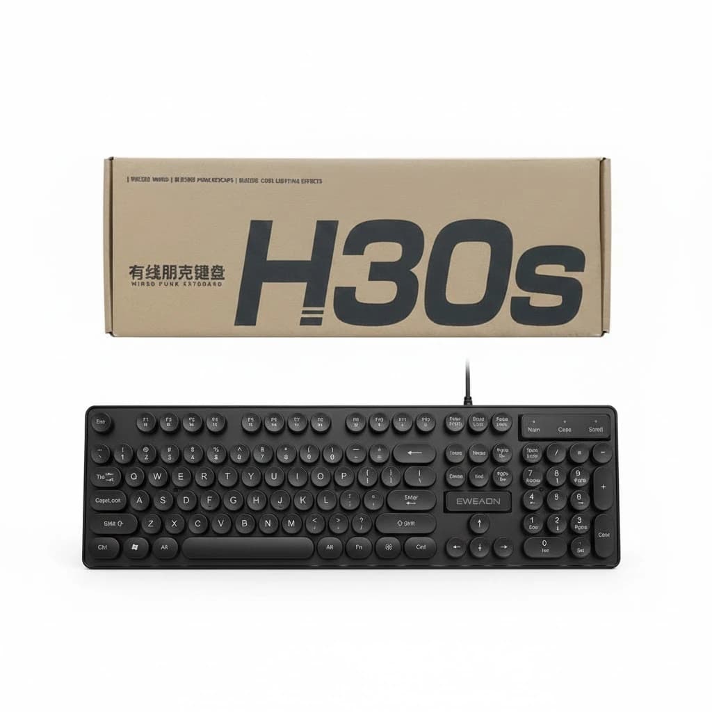 H30S Retro Round-Key Typewriter-Style Keyboard