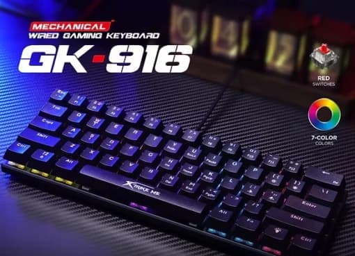 Xtrike Me GK-916 Wired Mechanical Gaming Keyboard (Compact/TKL, Rainbow)
