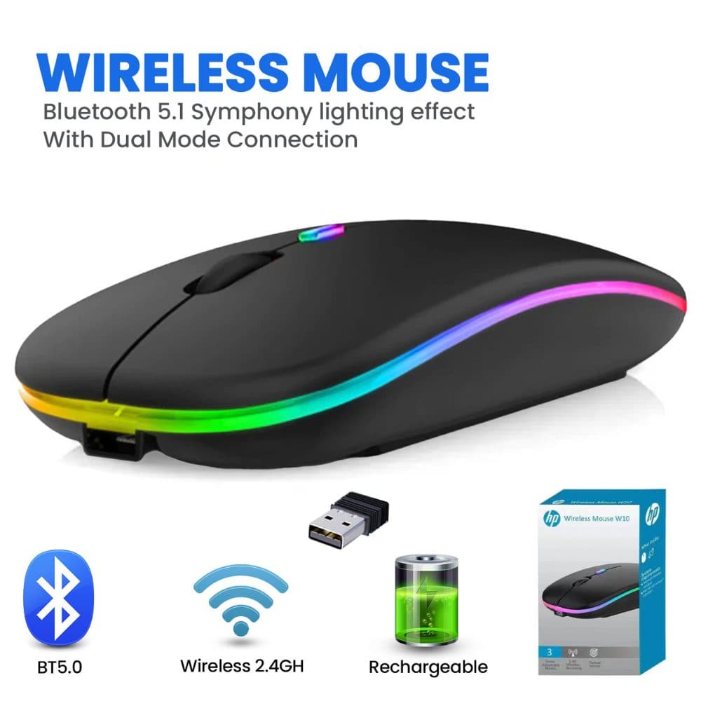 HP W10 Rechargeable Wireless RGB Mouse