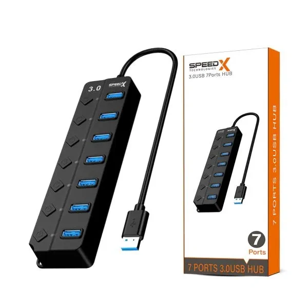 USB Hub, 7-Port with Individual On/Off Switches