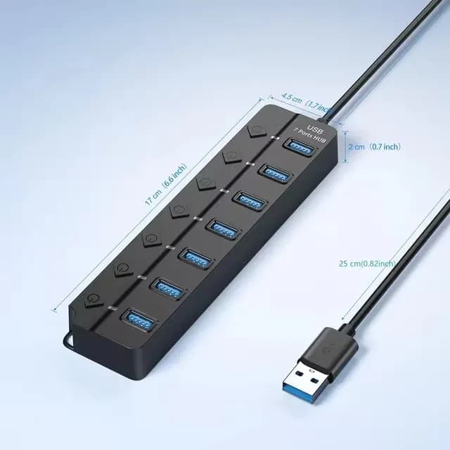 USB Hub, 7-Port with Individual On/Off Switches