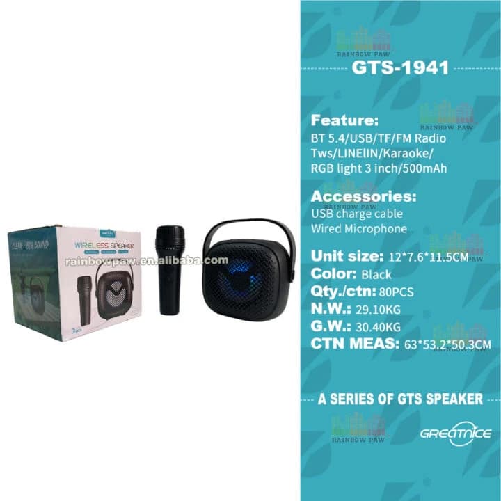 GTS-1941 Portable Karaoke Bluetooth Speaker