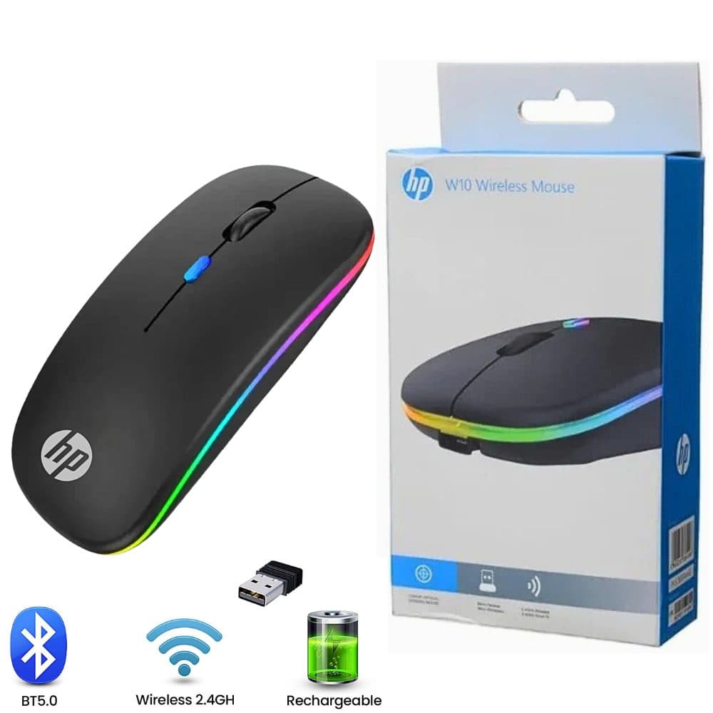 HP W10 Rechargeable Wireless RGB Mouse