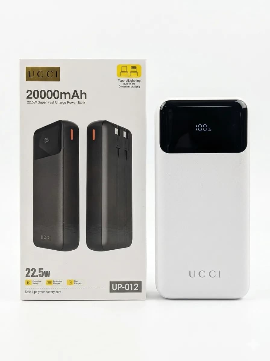 UCCI UP-012 20000mAh Power Bank (22.5W, Built-in Cables)